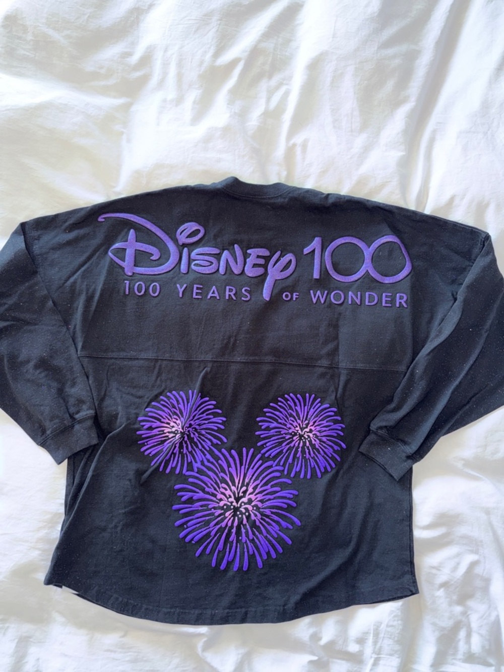 DISNEY Black Purple “100 Years of Wonder” Spirit Jersey Top XL Unisex